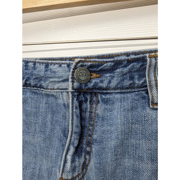 Ann Taylor LOFT Shorts Size 10 Denim Cut Off Embroidered Upcycled - Picture 7 of 9